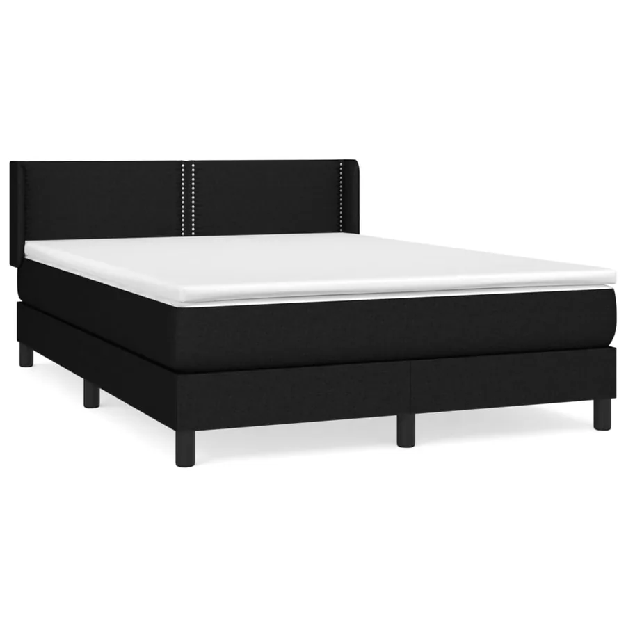 Sommier à lattes de lit avec matelas Noir 140x200 cm Tissu - 2