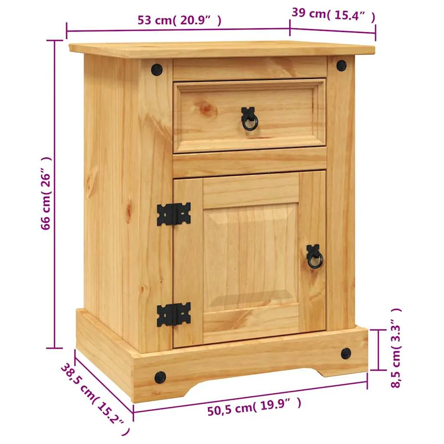 Table de chevet Gamme Corona pin mexicain 53x39x66 cm - 10
