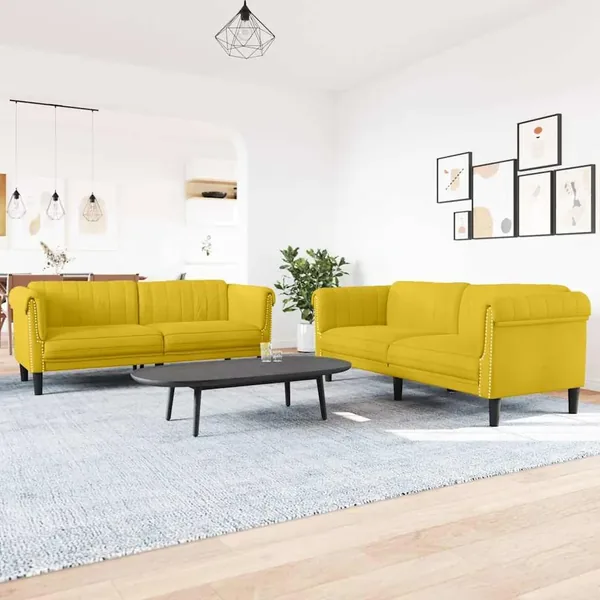 Ensemble de canapés 2 pcs jaune velours