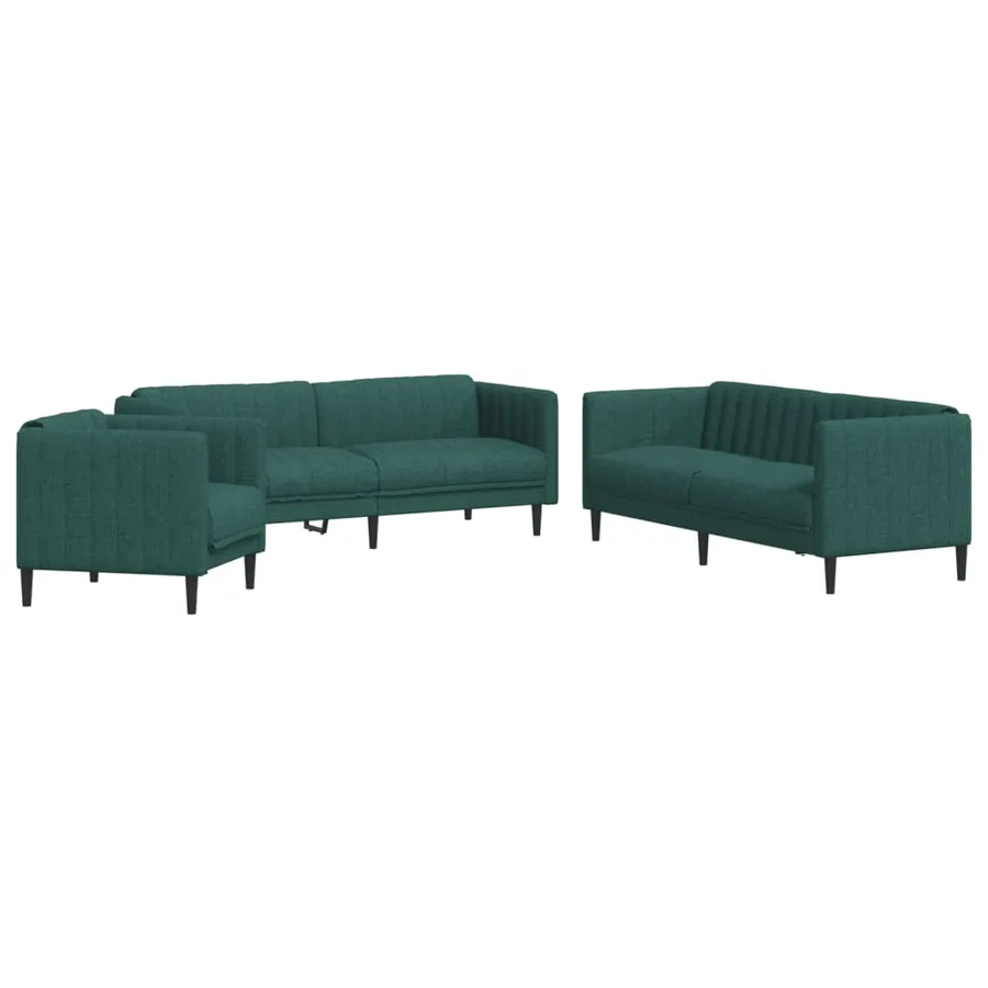 Ensemble de canapés 3 pcs vert foncé tissu - 2