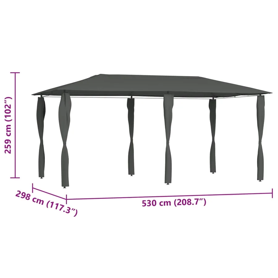 Belvédère avec revêtement de poteaux 2,98x5,3x2,59 m 160 g/m² - 4