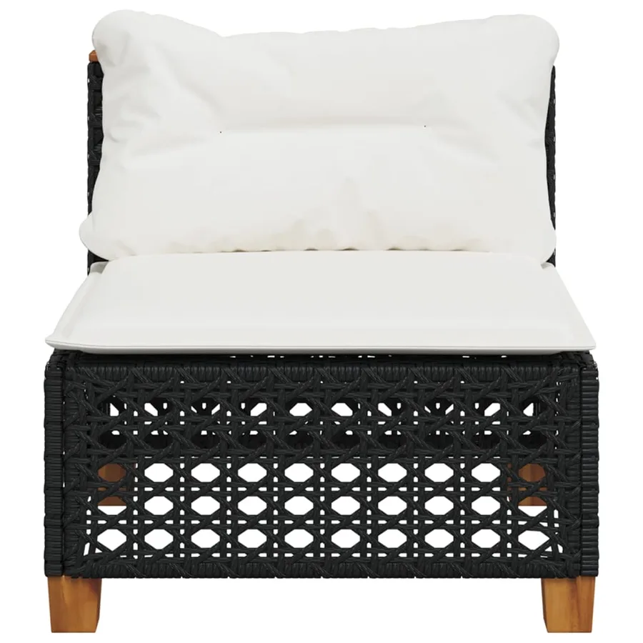 Canapé de jardin sans accoudoirs coussins noir résine tressée - 4