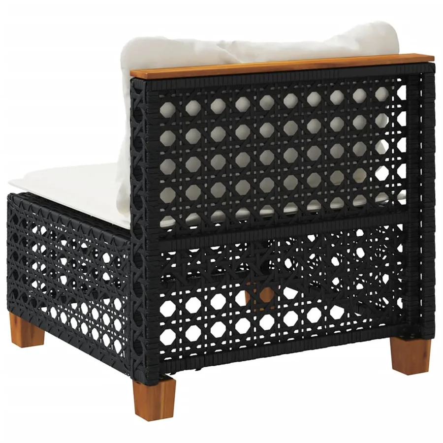 Canapé de jardin sans accoudoirs coussins noir résine tressée - 6