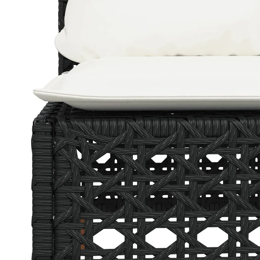 Canapé de jardin sans accoudoirs coussins noir résine tressée - 7