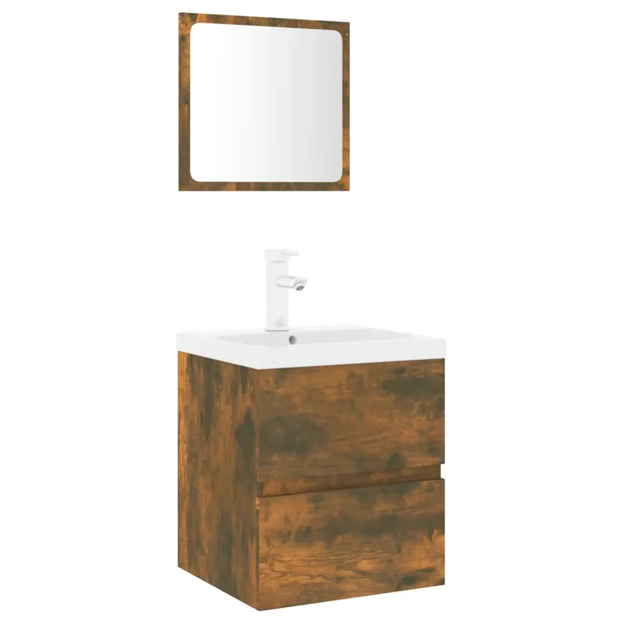 Meubles de salle de bain Chêne fumé Bois d'ingénierie - 2