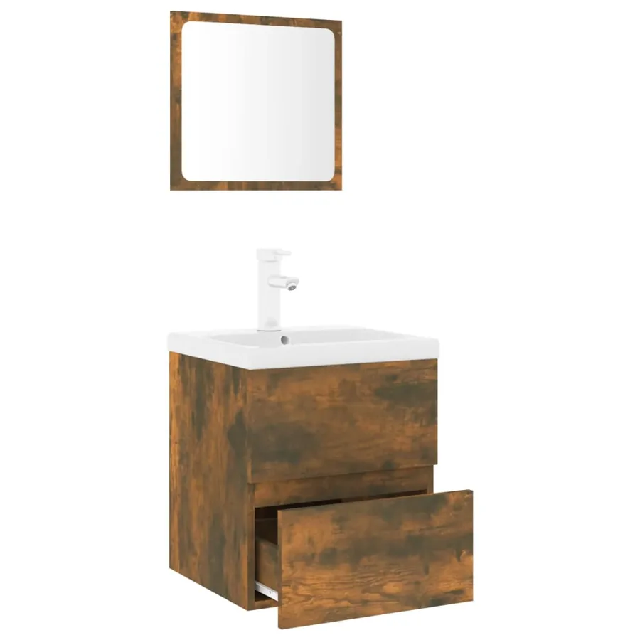 Meubles de salle de bain Chêne fumé Bois d'ingénierie - 3
