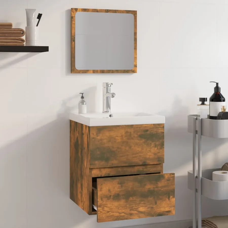 Meubles de salle de bain Chêne fumé Bois d'ingénierie - 4