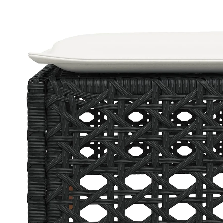 Tabouret de jardin et coussin noir 63,5x56x32 cm résine tressée - 7