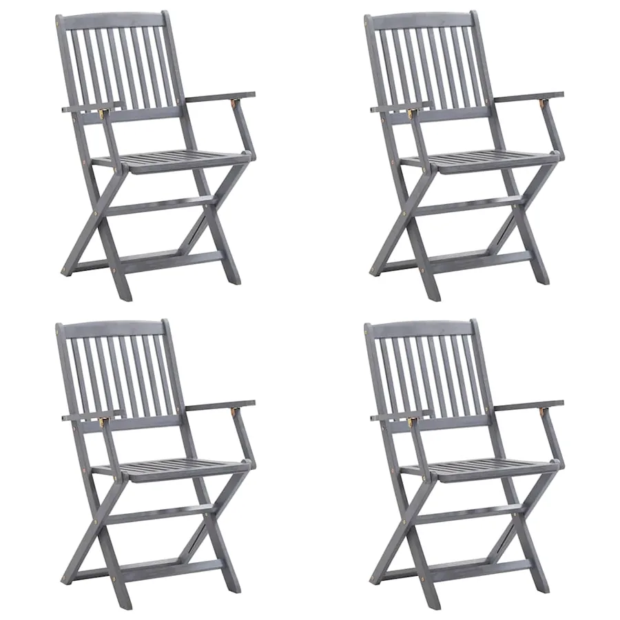 Chaises pliables d'extérieur lot de 4 et coussins Bois d'acacia - 2