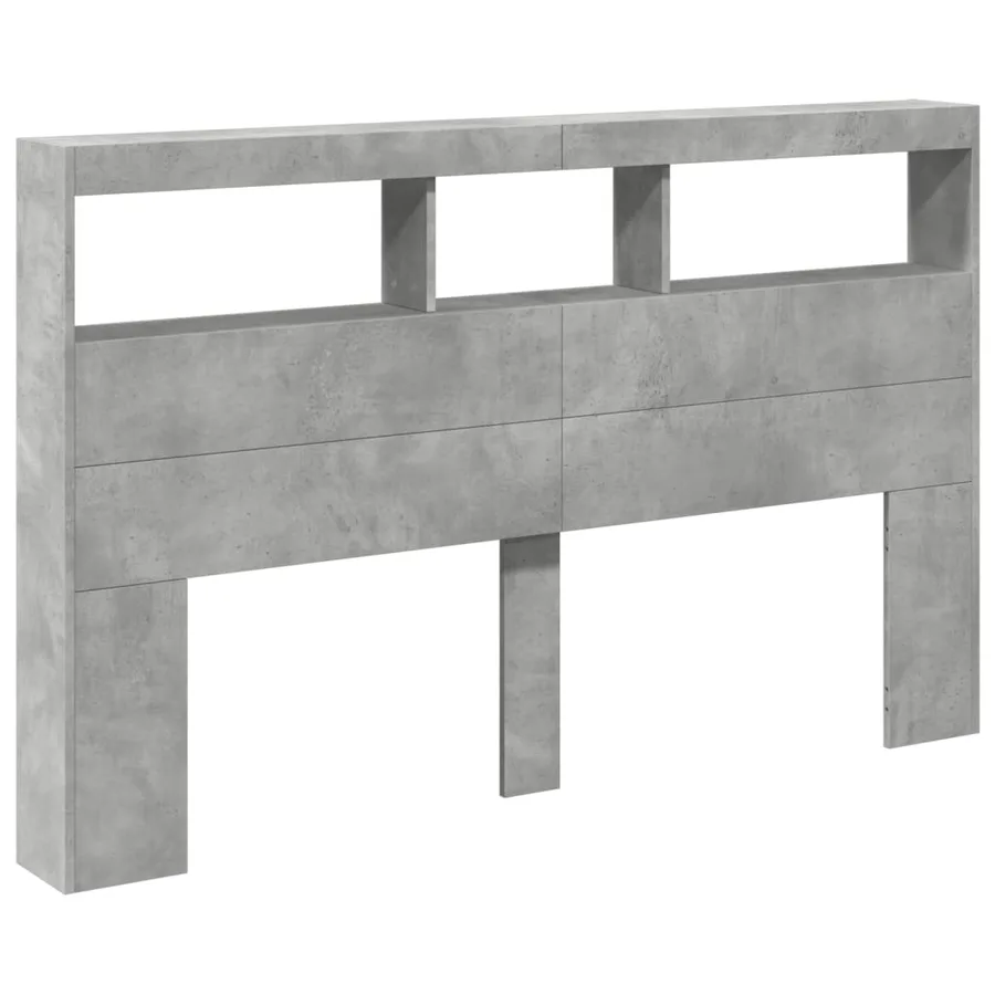 Armoire tête de lit avec LED gris béton 160x17x102 cm - 3