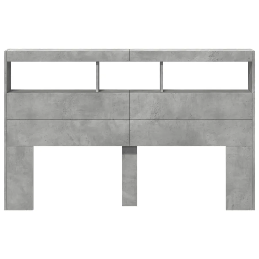 Armoire tête de lit avec LED gris béton 160x17x102 cm - 6