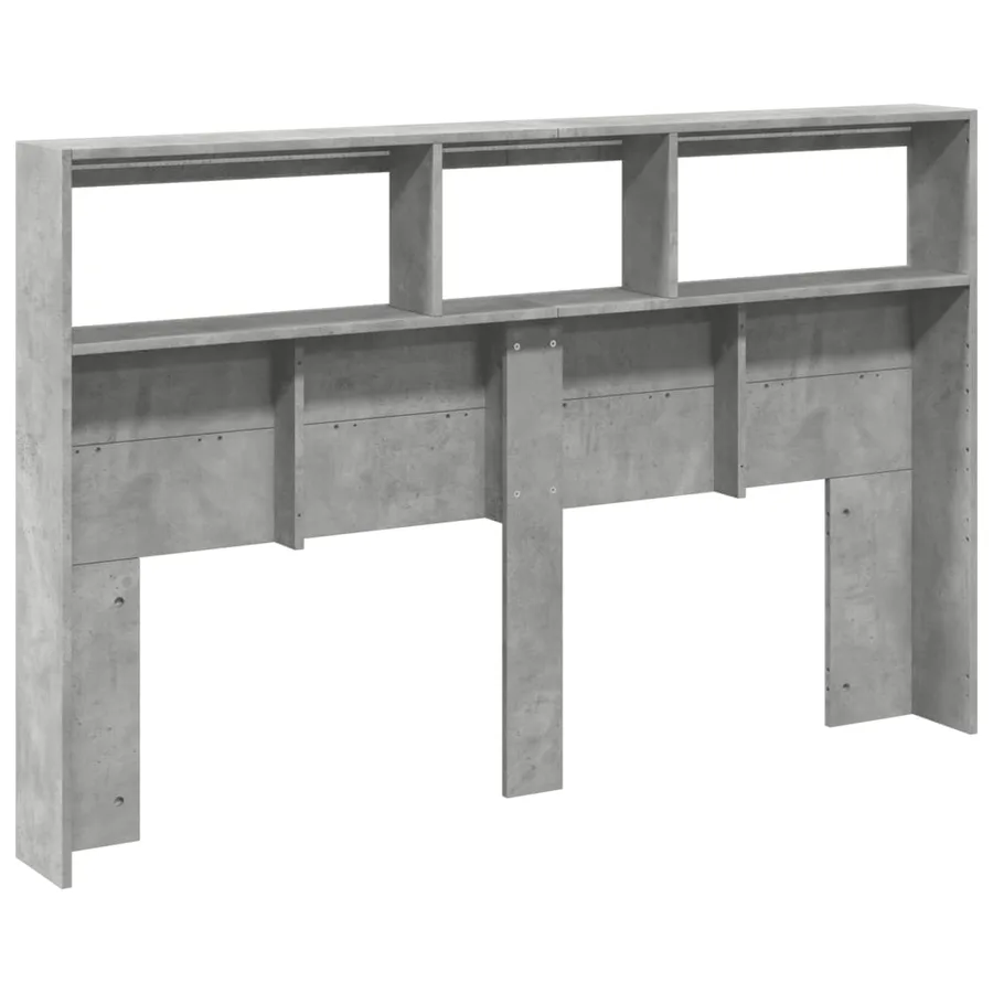 Armoire tête de lit avec LED gris béton 160x17x102 cm - 8