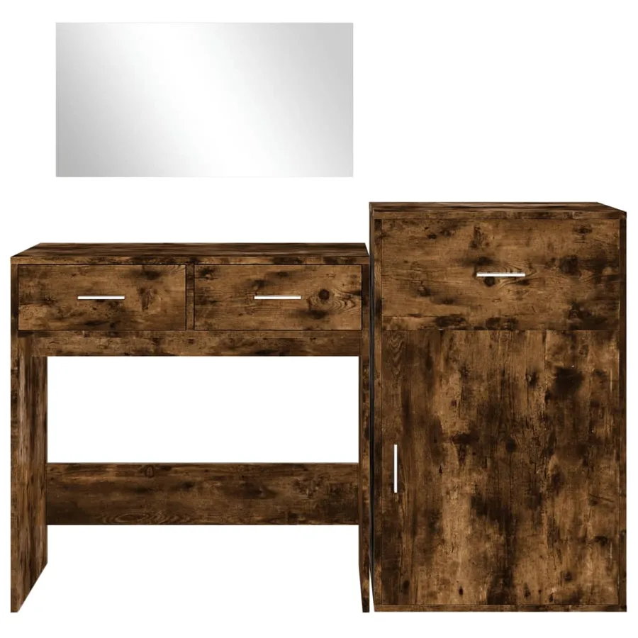 Ensemble de coiffeuse 3 pcs chêne fumé bois d'ingénierie - 5