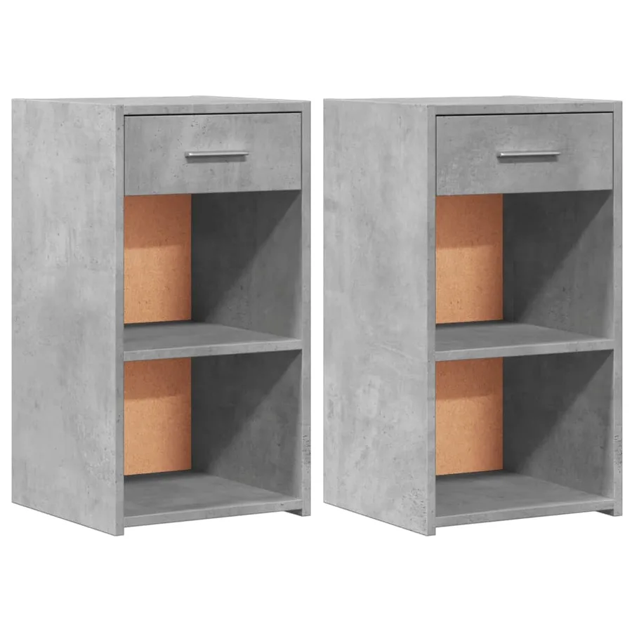 Tables de chevet 2 pcs gris béton 35x34x65 cm bois ingénierie - 2