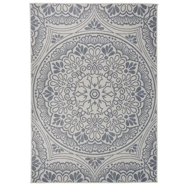 Tapis à tissage plat d'extérieur 140x200 cm Motif bleu