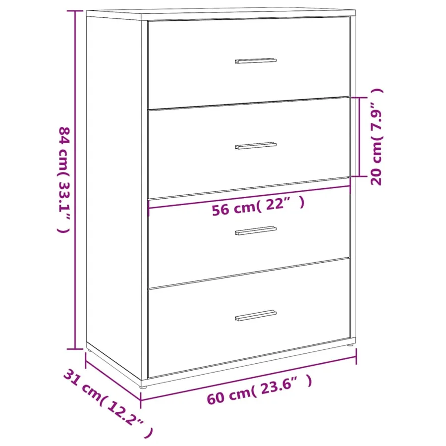 Buffet chêne fumé 60x31x84 cm bois d'ingénierie - 10