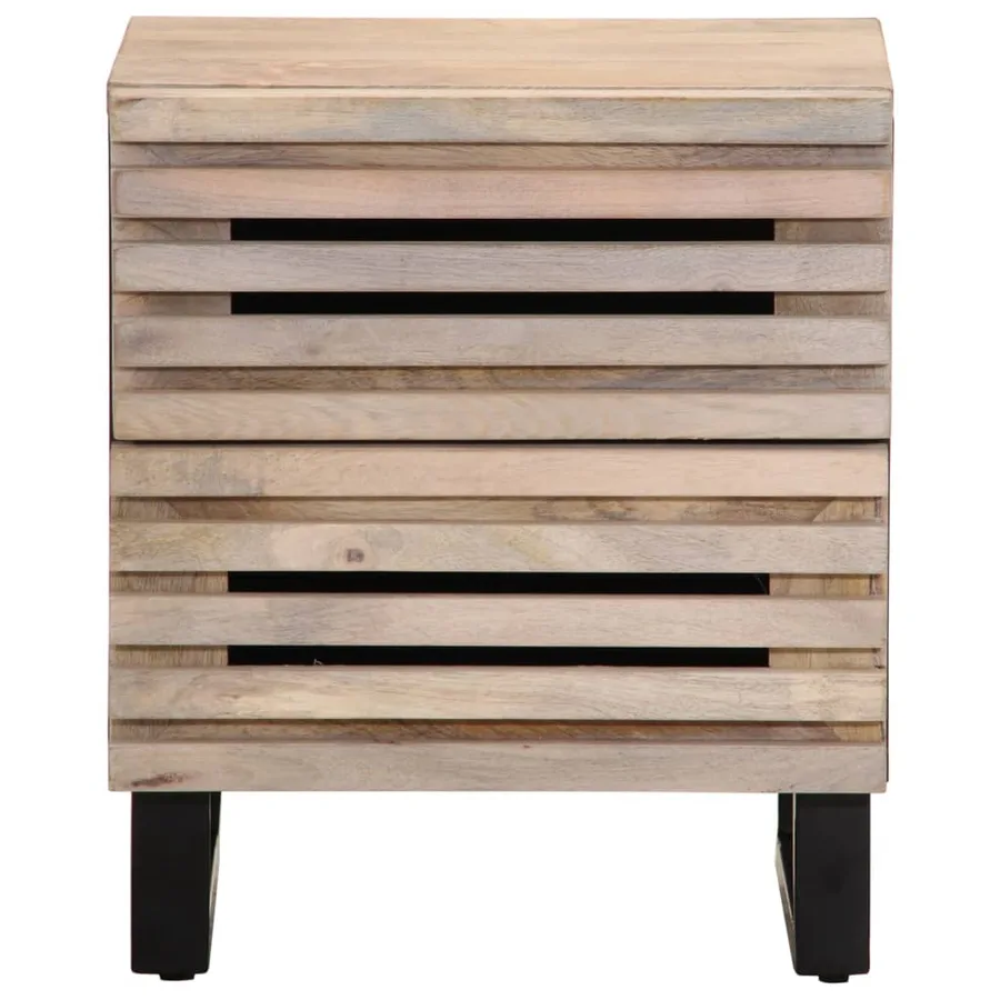 Table de chevet 40x34x46 cm bois de manguier massif blanchi - 3