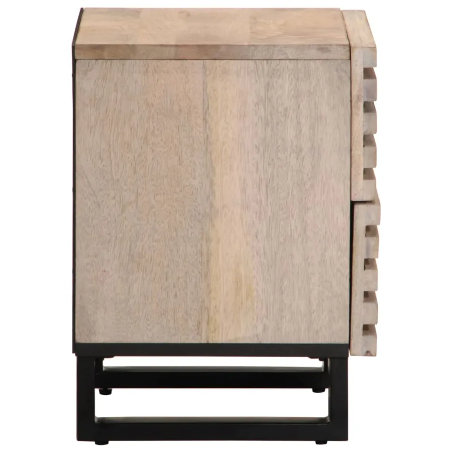 Table de chevet 40x34x46 cm bois de manguier massif blanchi - 4