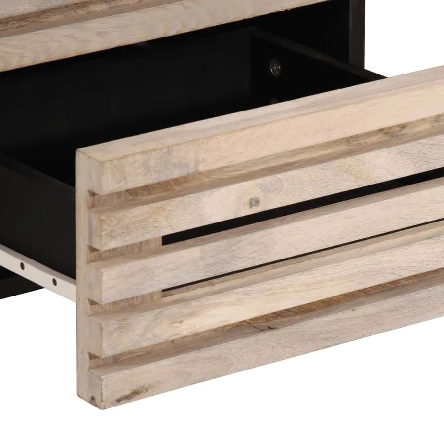 Table de chevet 40x34x46 cm bois de manguier massif blanchi - 7
