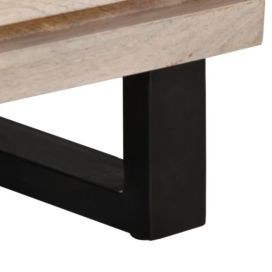 Table de chevet 40x34x46 cm bois de manguier massif blanchi - 8