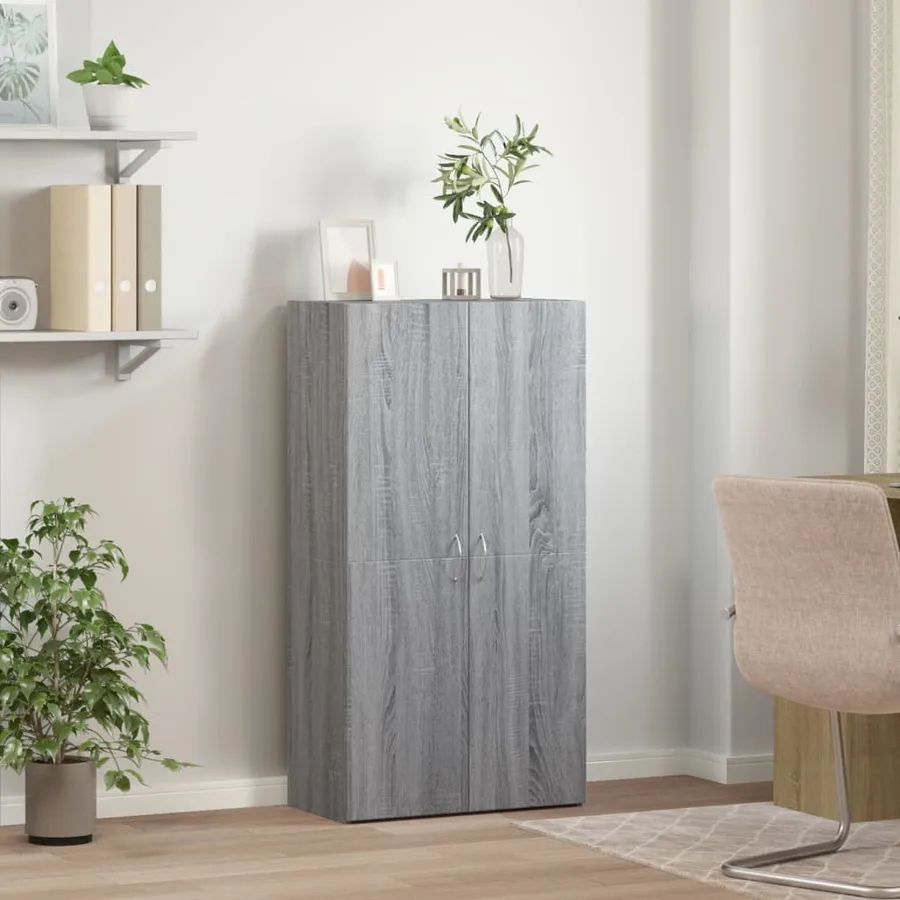 Armoire de classement sonoma gris 60x32x115cm bois d'ingénierie - 3