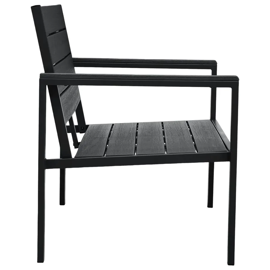 Banc de jardin 120 cm PEHD Noir Aspect de bois - 4
