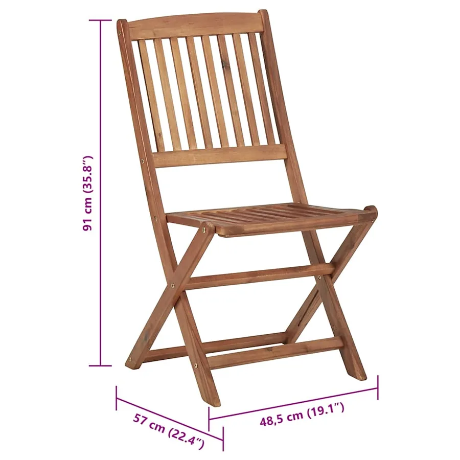Chaises pliables de jardin lot de 8 avec coussins Bois d'acacia - 14