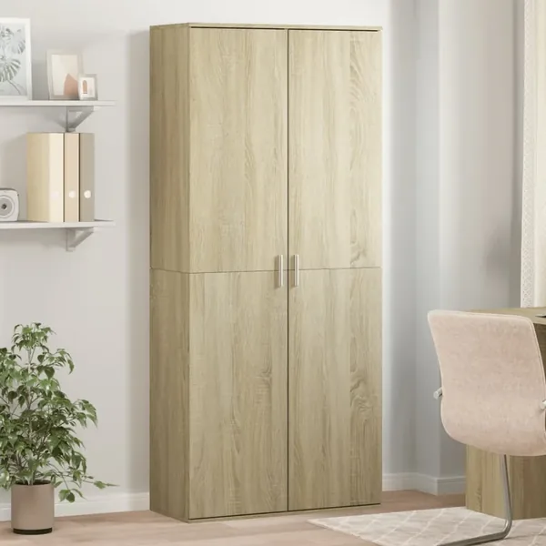 Buffet haut chêne sonoma 80x35x180 cm bois d'ingénierie