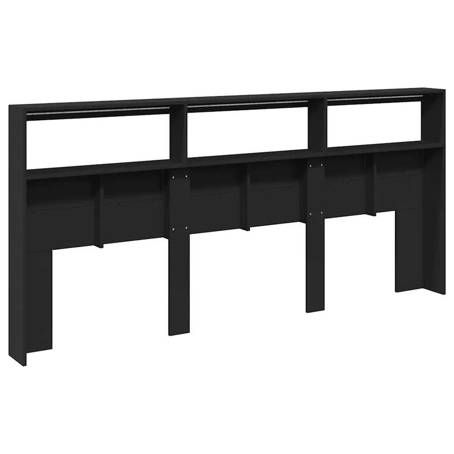 Armoire tête de lit avec LED noir 220x17x102 cm - 8