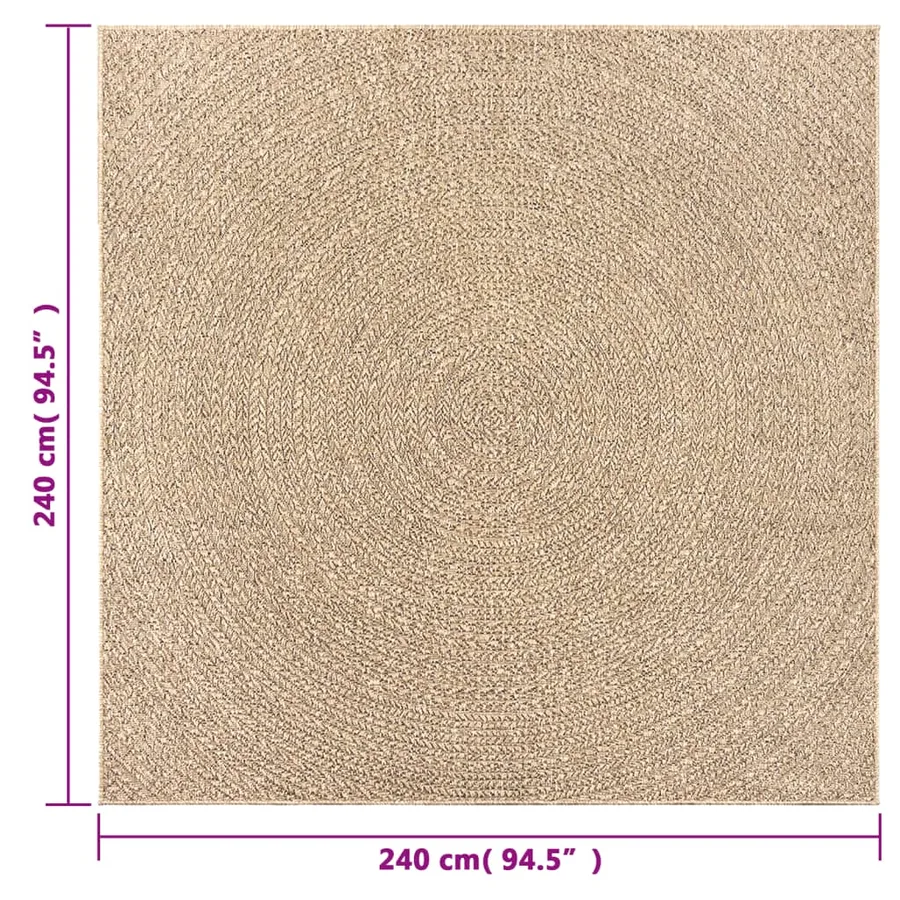 Tapis ZIZUR 240x240 cm aspect de jute intérieur et extérieur - 8