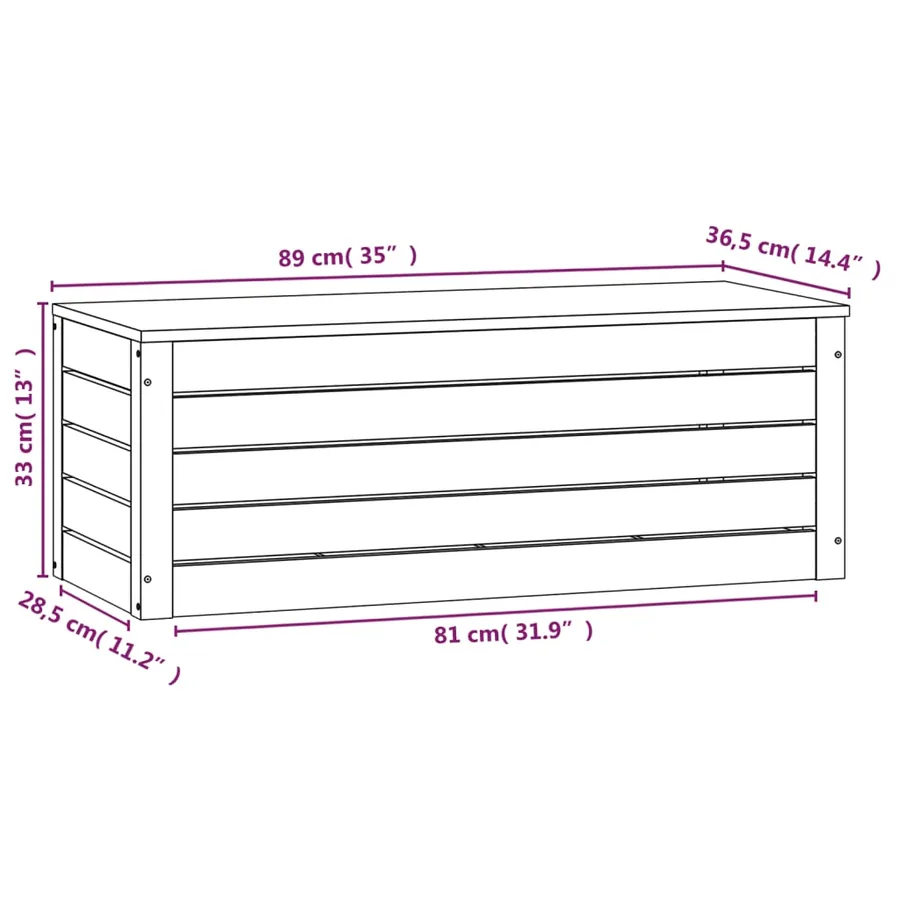 Boîte de rangement Blanc 89x36,5x33 cm Bois massif de pin - 10
