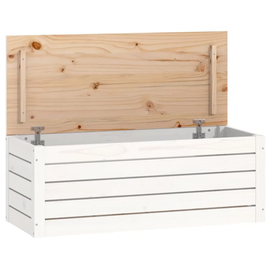 Boîte de rangement Blanc 89x36,5x33 cm Bois massif de pin - 2