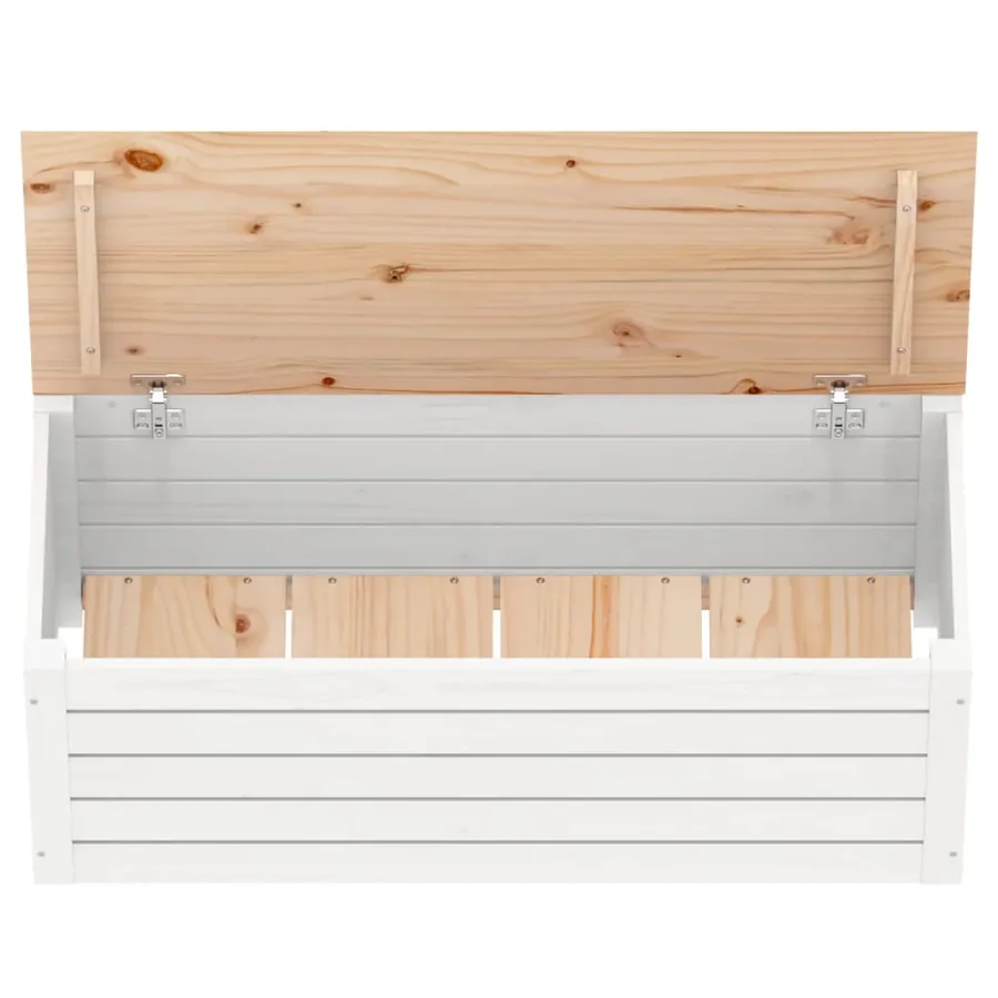 Boîte de rangement Blanc 89x36,5x33 cm Bois massif de pin - 7