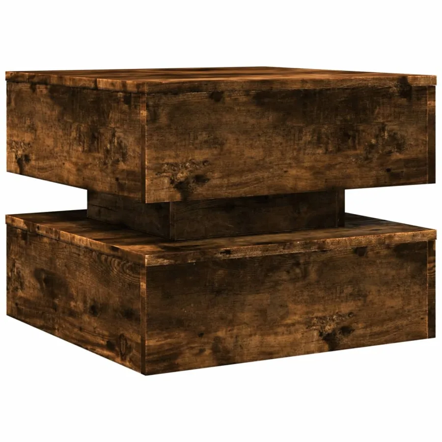 Table basse avec lumières LED chêne fumé 50x50x40 cm - 3