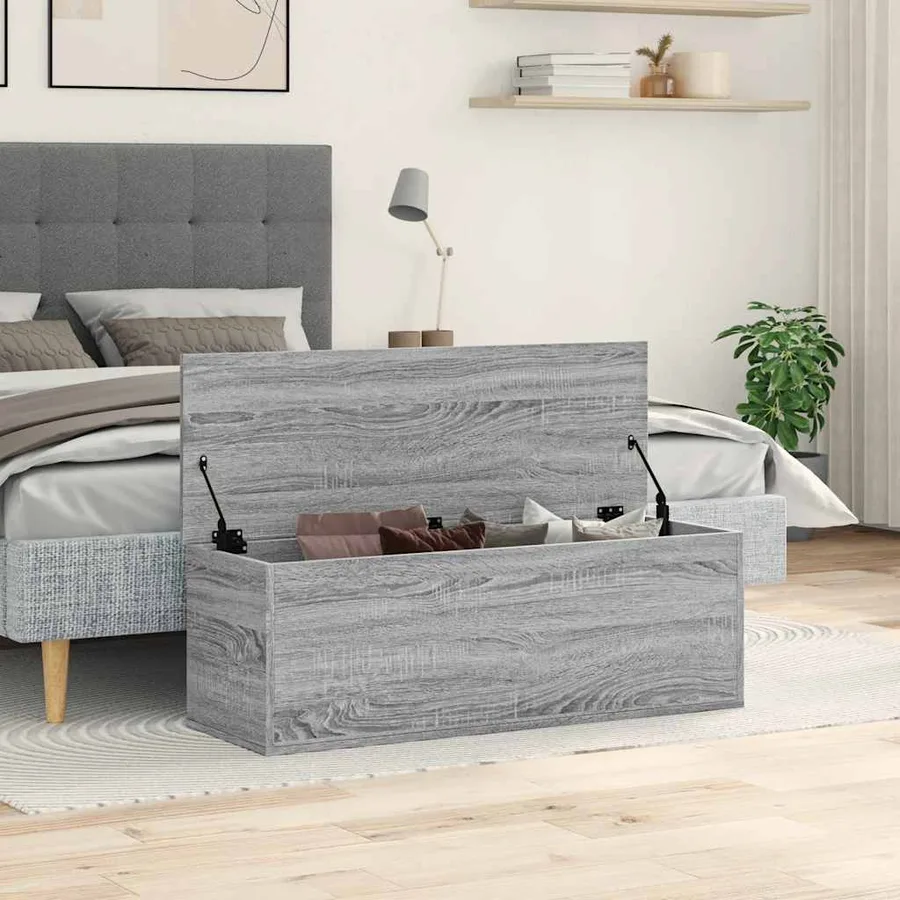 Boîte de rangement sonoma gris 102x35x35 cm bois d'ingénierie - 3