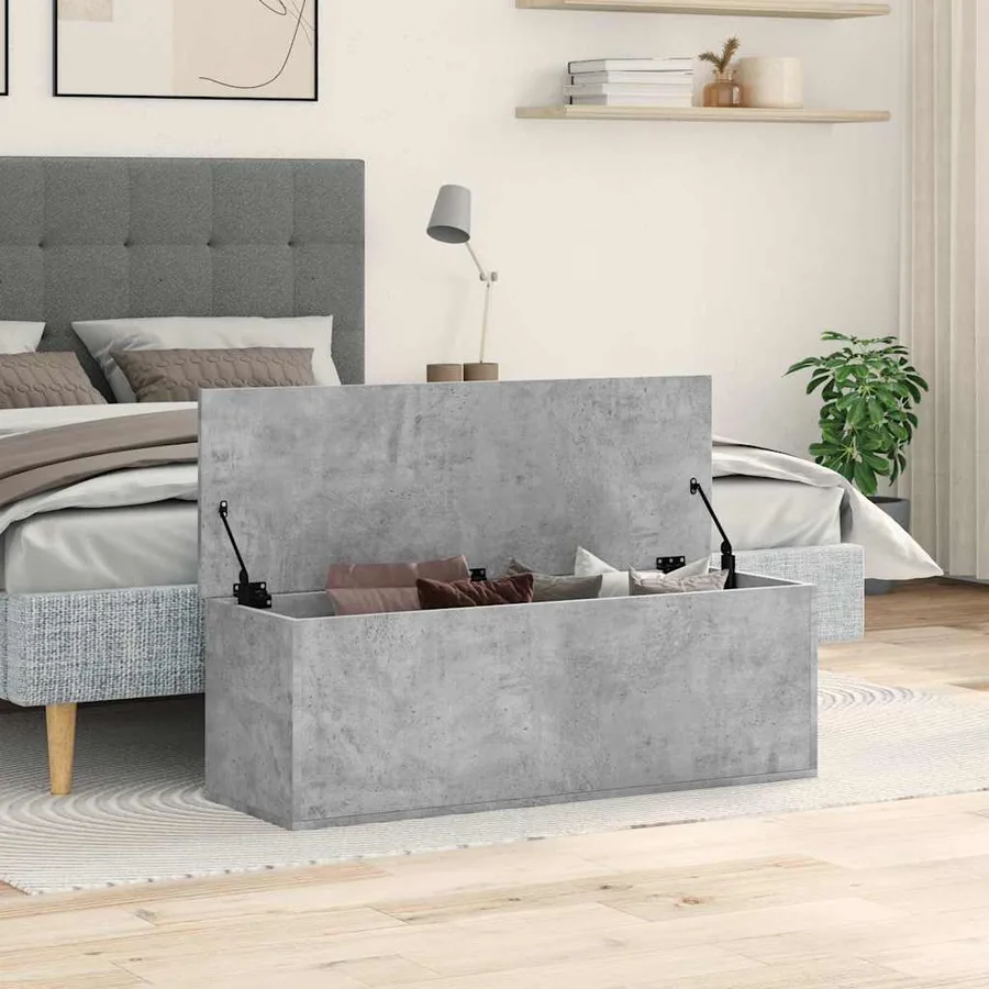 Boîte de rangement gris béton 102x35x35 cm bois d'ingénierie - 3