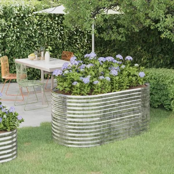 Lit surélevé de jardin Acier galvanisé Argenté