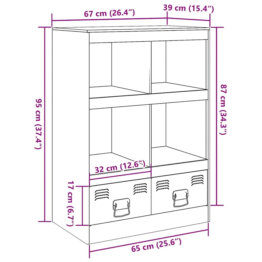 Buffet haut rose 67x39x95 cm acier - 14