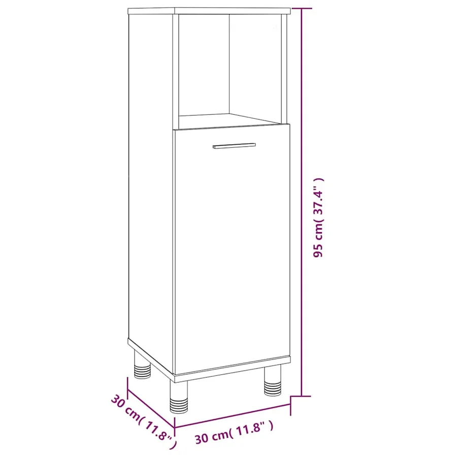 Armoire de bain Chêne marron 30x30x95 cm Bois d'ingénierie - 10