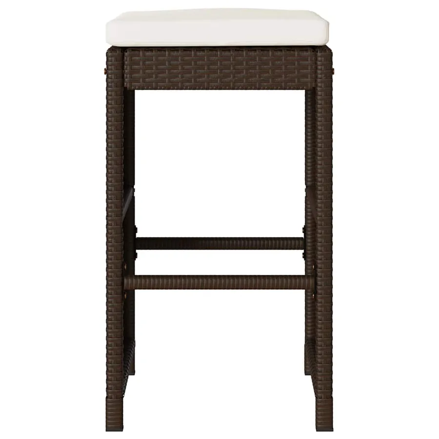 Tabourets de bar jardin coussins lot de 6 marron résine tressée - 4