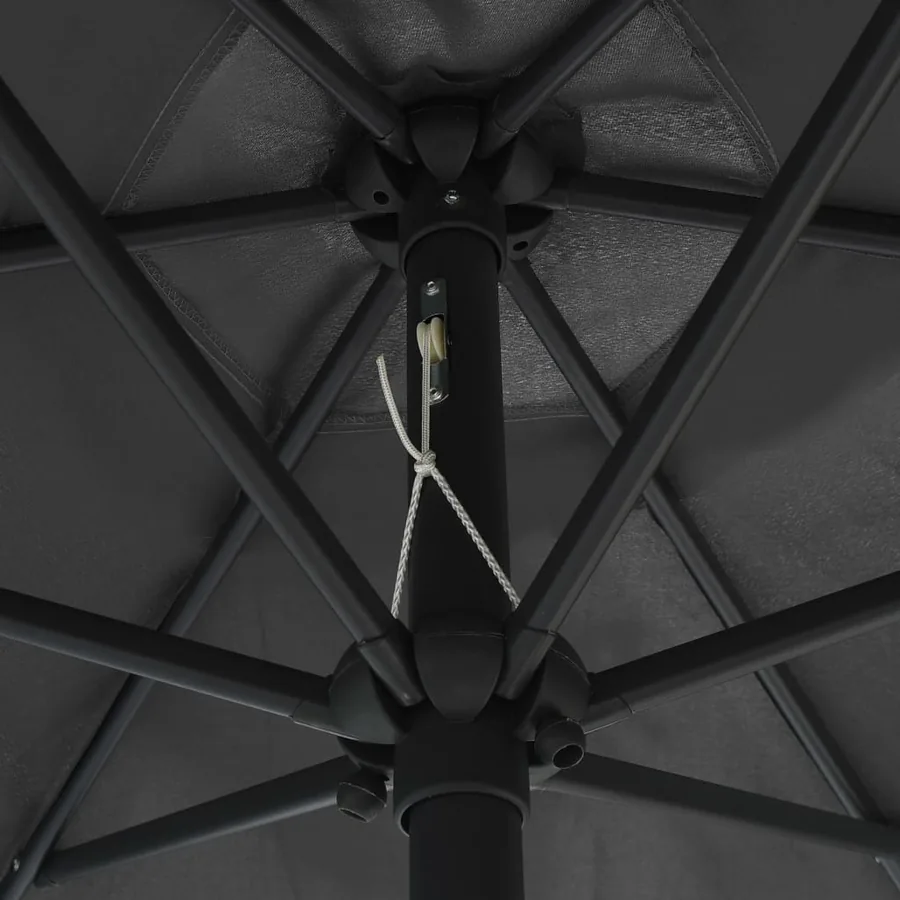 Parasol de jardin et lumières LED mât en aluminium anthracite - 5