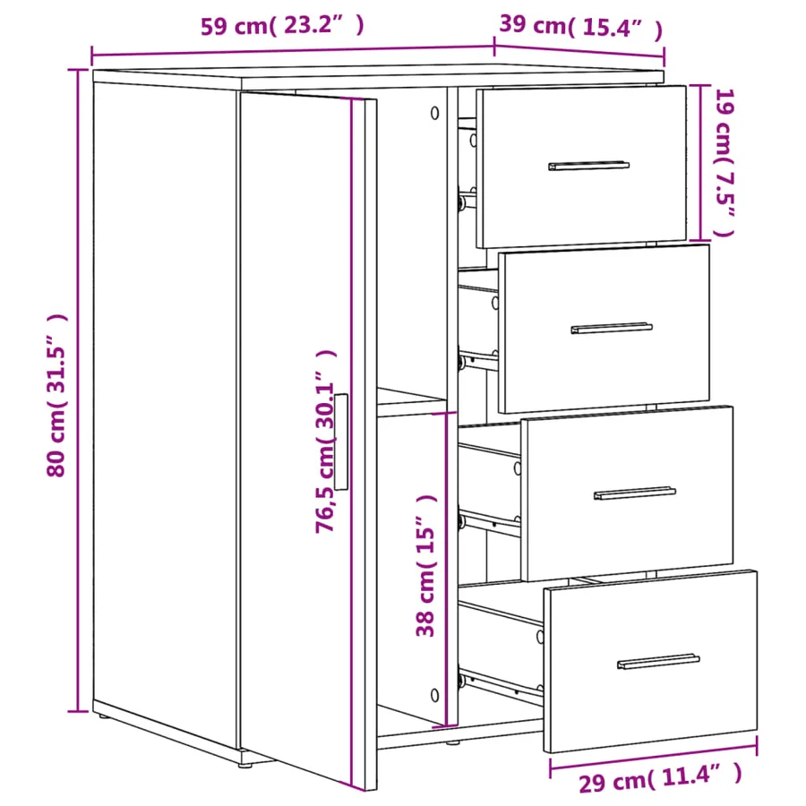 Buffet blanc 59x39x80 cm bois d'ingénierie - 11
