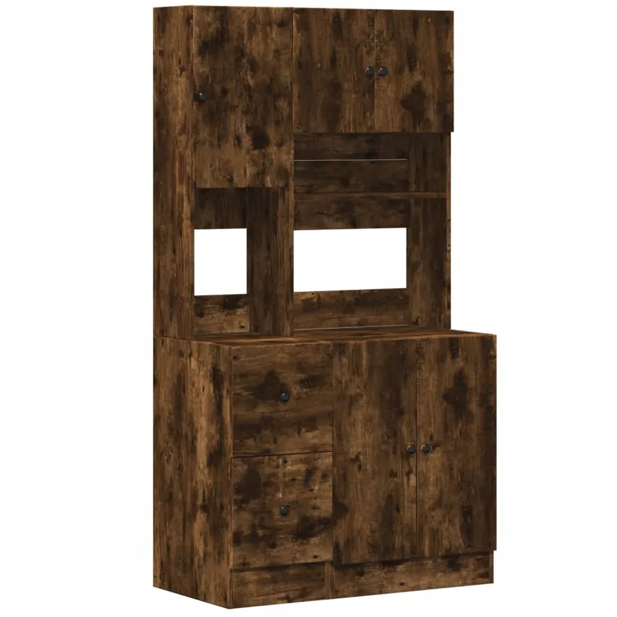 Armoire de cuisine chêne fumé 95x50x180 cm bois d'ingénierie - 2