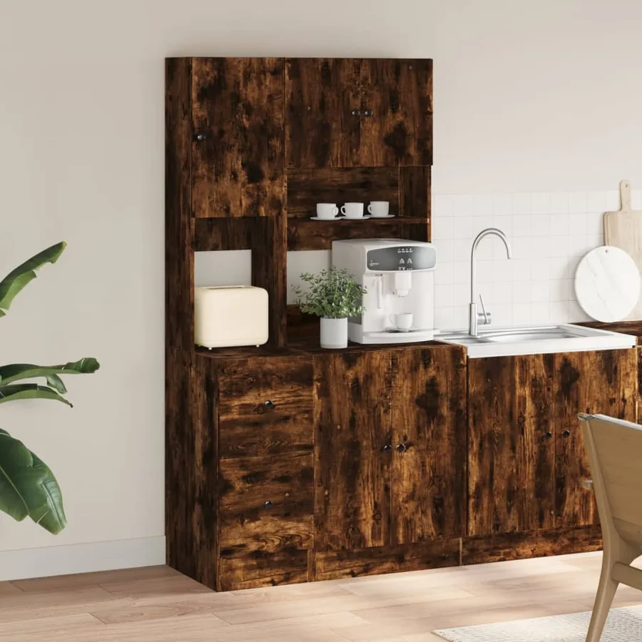 Armoire de cuisine chêne fumé 95x50x180 cm bois d'ingénierie - 3