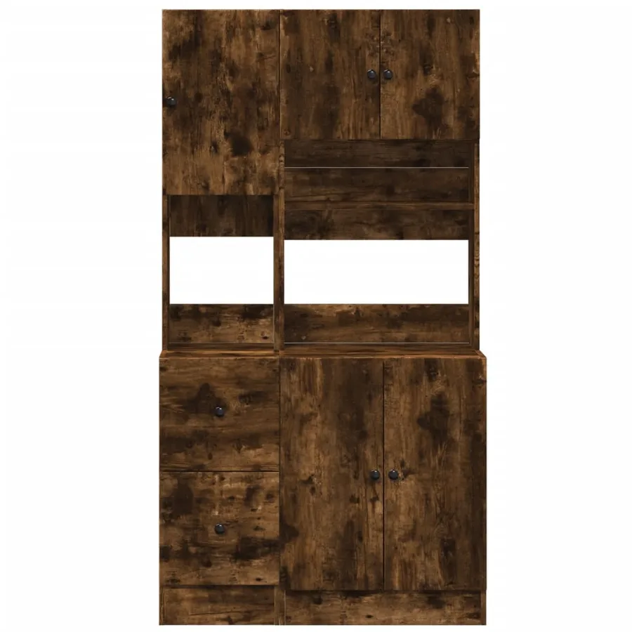 Armoire de cuisine chêne fumé 95x50x180 cm bois d'ingénierie - 4