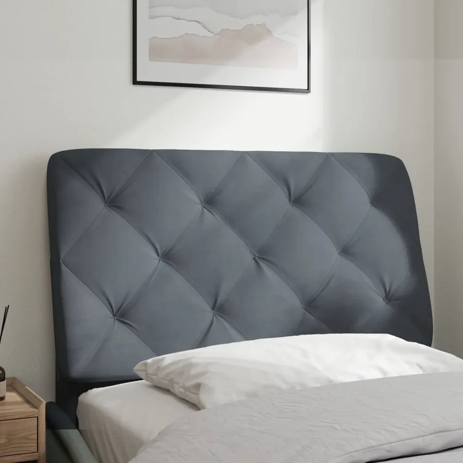 Coussin de tête de lit gris foncé 90 cm velours - 3