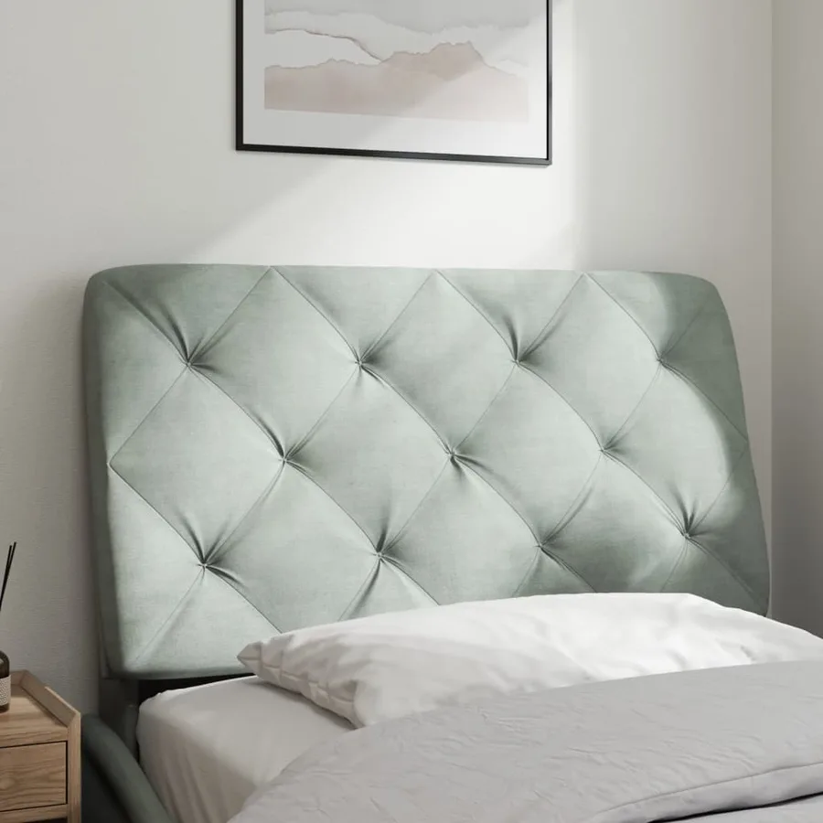 Coussin de tête de lit gris clair 80 cm velours - 3