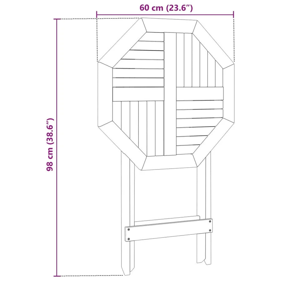 Table pliable de jardin Ø60x75 cm bois d'acacia massif - 12