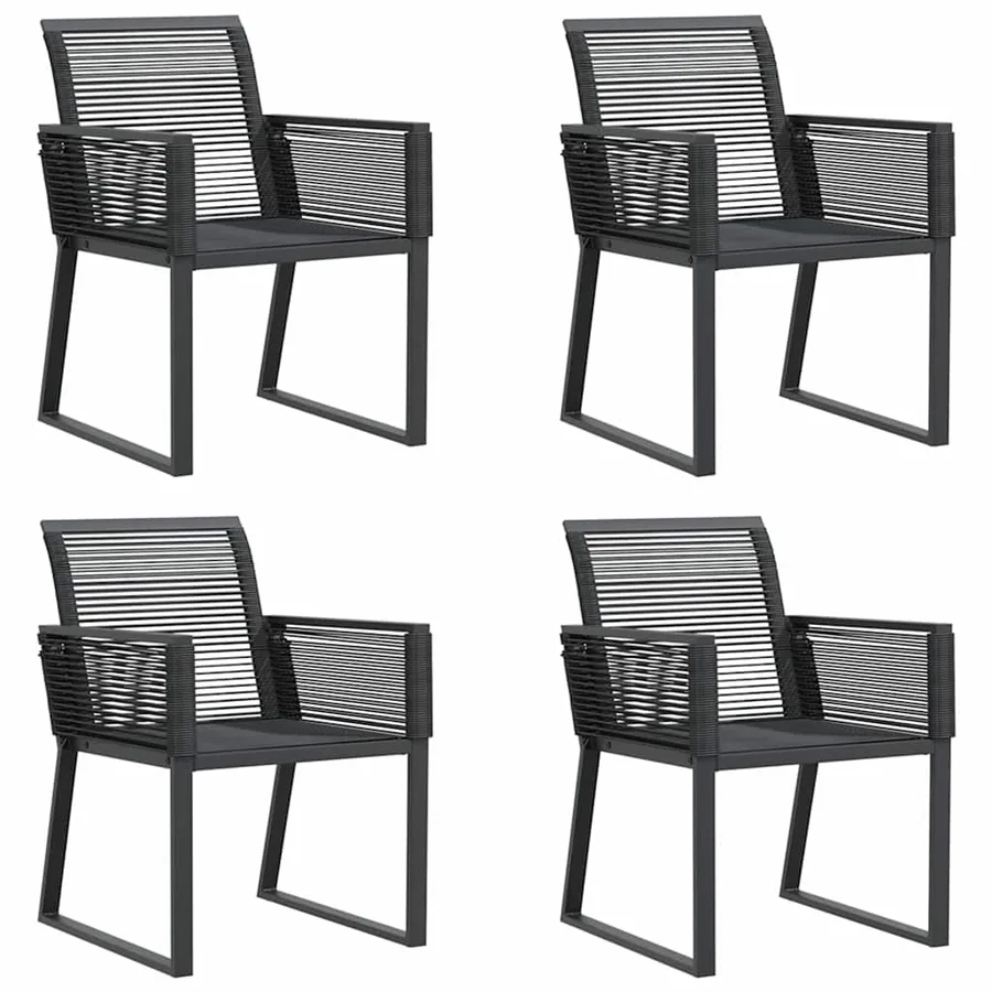 Chaises de jardin lot de 4 noir résine tressée - 2