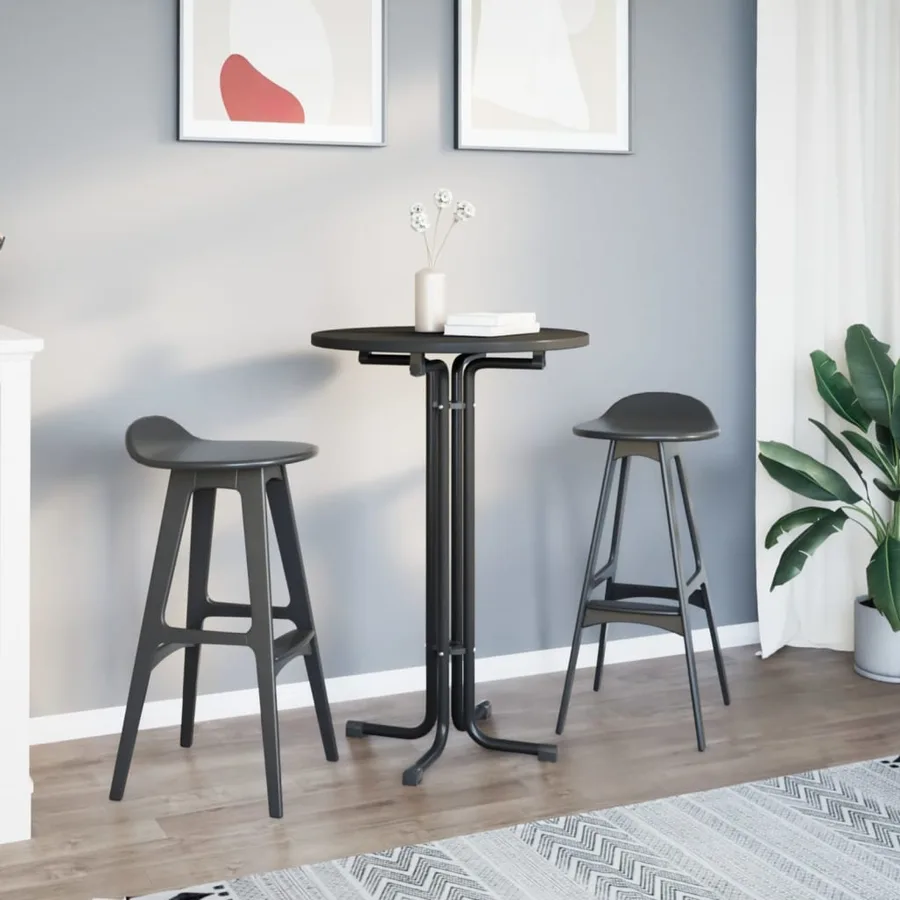 Table de bar noir Ø70x110 cm bois d'ingénierie et acier - 3